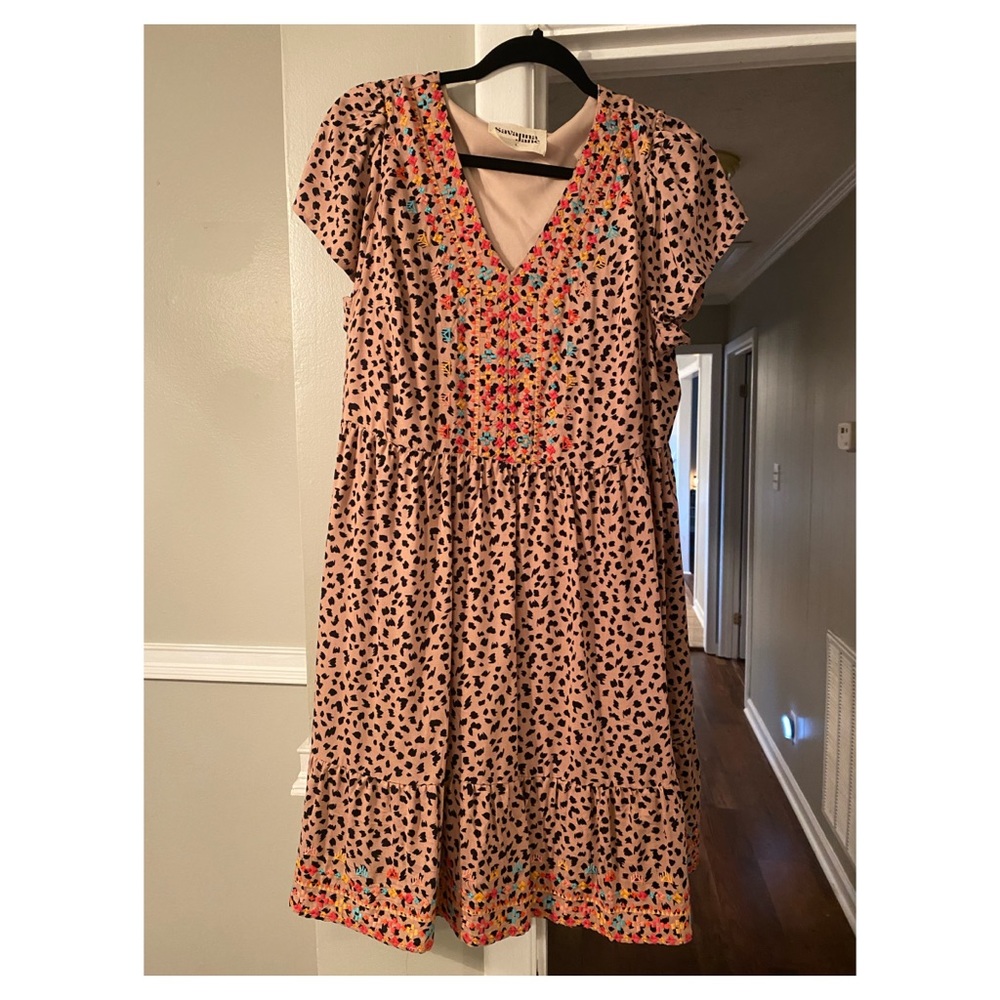 Savanna Jane Leopard Dress Size Large NWT